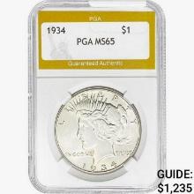 1934 Silver Peace Dollar PGA MS65