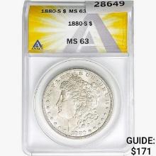 1880-S Morgan Silver Dollar ANACS MS63