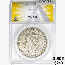 1878-S Morgan Silver Dollar ANACS MS61