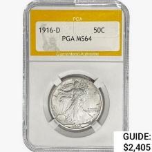 1916-D Walking Liberty Half Dollar PGA MS64