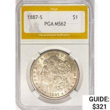 1887-S Morgan Silver Dollar PGA MS62