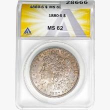 1880-S Morgan Silver Dollar ANACS MS62