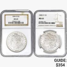[2] 1883-O&1884-O Morgan Silver Dollar NGC MS63