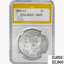 1884-CC Morgan Silver Dollar PGA MS65+ DMPL