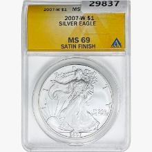 2007-W Silver Eagle ANACS MS69 Satin Finish