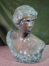 Boleslaw Biegas (1877-1954) Polish Sculptor 1913 Bronze Bust Of Fellow Polish Artist, Olga Boznanska