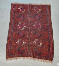 Lovingly Worn Antique Turkoman Carpet