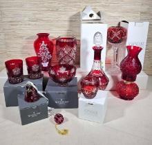 Waterford & Fenton Christmas Plus Red Cut to Clear Decanter and More