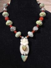 Beautiful Signed AKR Amy Kahn Russell Beaded Sterling Silver Necklace
