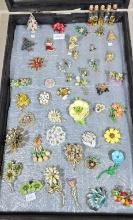 Collection of Vintage Flower Power, Christmas Pins, & More