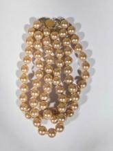 Faux Pearl Doll Necklace with 14k Gold Clasp