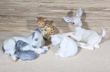 4 Porcelain Animal Figurines