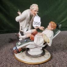 Italian Capidomonte Porcelain Dentist with Boy in Chair Figurine by Luciano Cazzola