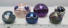 Collection Of 6 Terry Crider Art Glass Paperweights