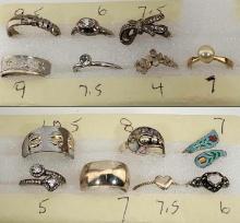Tray Lot Of Sterling Silver Rings