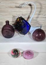 6 Pcs. Art Glass incl. Paperweights, Vases, & More