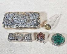 Antique & Vintage Sterling Silver Cigarette Case, Pill Boxes, & More