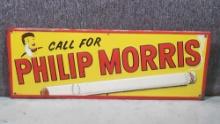 Antique Phillip Morris Tin Litho Cigarette Sign