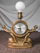 Art Deco Ladies Lamp Clock And Mirror Plateau