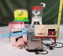 Doll or Large Scale Dollhouse Toy Appliances with Wringer Washer, Electric Stove, Toasters, Mangler,