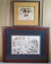 Two Signed Lithographs By Larry Rutigliano 1925-1997 Tampa Florida Artist