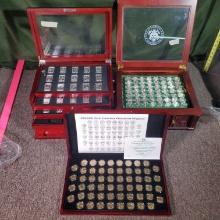 3 Fancy Display Cases of US Mint and Related Collectibles