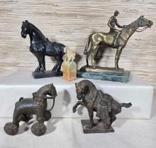 4 Vintage Horse Statues