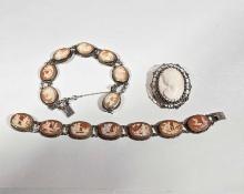 Sterling and .900 Silver Cameo Bracelets