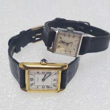 Two Vintage Ladies Wrist Watches Omega And Cartier