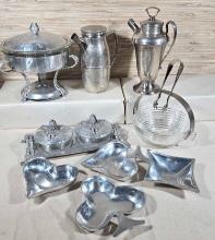 Vintage Metalware Cocktail Shakers, Chafing Dish, & More