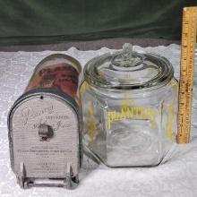 9" Octagon General Store Planter's Peanuts Jar and 16" Panay Horizontal Show Jar