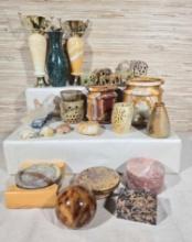 Collection of Alabaster & Other Stoneware Decor