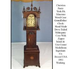 Christian Pentz York PA 45" Tall Wood Case Grandfather Clock