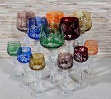 2 Sets of Cut to Clear Wine & Cordial Glasses