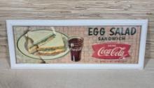Vintage Framed Cardboard Coca-Cola Restuarant Counter Sign