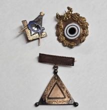 3 10k Gold Masonic and Fraternal Pins