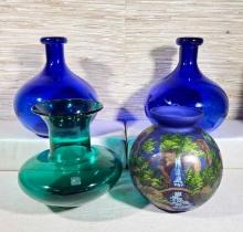 4 Art Glass Vases Incl. Blenko