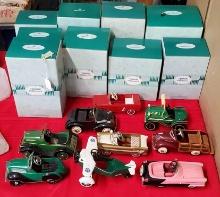 9 Hallmark Kiddie Car Classics Miniature Pedal Cars in Green Boxes