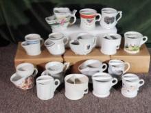 16 Antique Ironstone and Porcelain Shaving Mugs