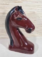 Carved Wood Signed Horse Head Sculpture
