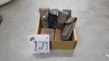 leather goods, various wallets and knife cases some are case brand