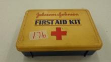 first aid kit, vintage kit with medical supplies
