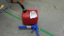 tools, 2 gallon gas can and a caulk gun