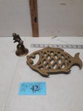 Brass Fish Trivet, Brass Bell