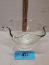 Vintage Glass Bowl with Scalloped Edges