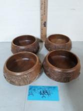 Vintage Hand Carved Wood Bowls