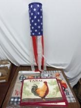 Rooster Place Mats, Flags, US Flag Spinner