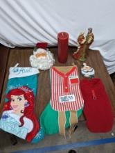 Christmas Stockings, Candle, Ceramic Statue, etc