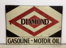 1920's Diamond Motor Oils Porcelain Flange Sign