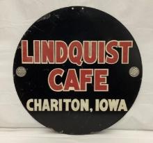 24" Lindquist Cafe, Chariton, Iowa Metal Sign